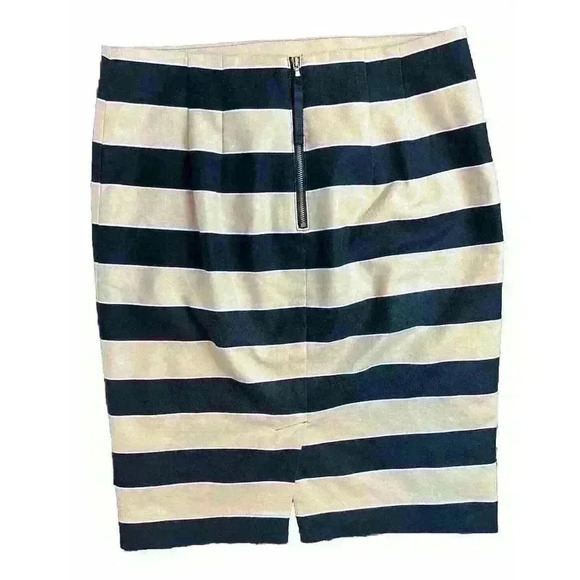 ANN TAYLOR LOFT Black Beige Striped Pencil Skirt Flat Front Size 6 - Picture 2 of 9